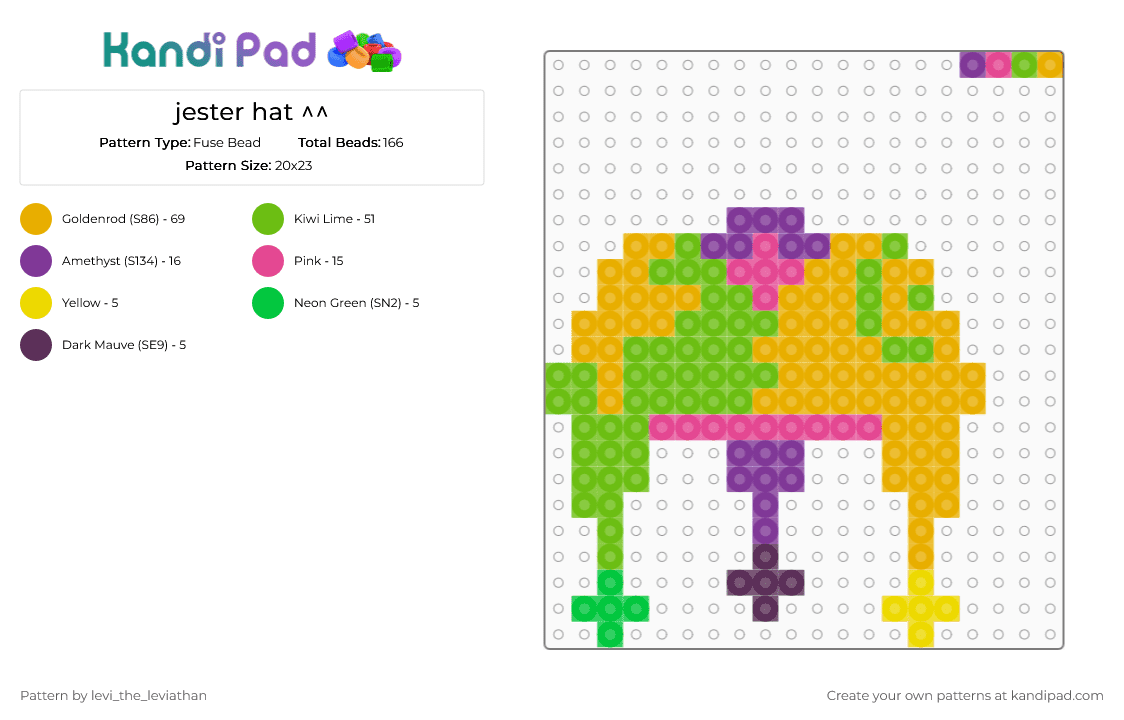 Jester hat ^^ Fuse Bead Pattern - Kandi Pad | Kandi Patterns, Fuse Bead ...