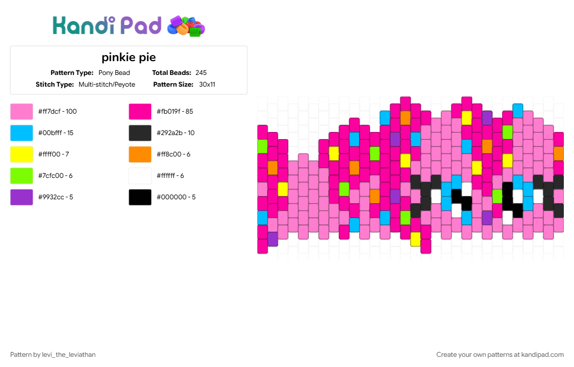 pinkie pie - Pony Bead Pattern by levi_the_leviathan on Kandi Pad - gay, mlp, pink, pinkie pie