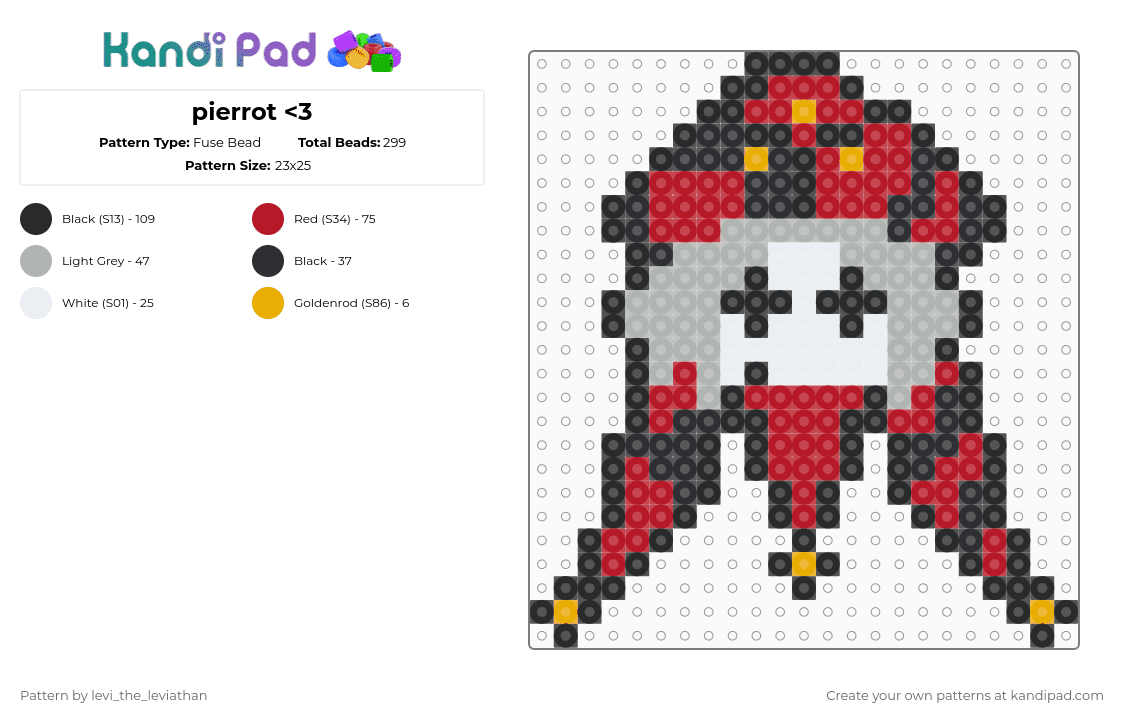 pierrot - Fuse Bead Pattern by levi_the_leviathan on Kandi Pad - beige,red