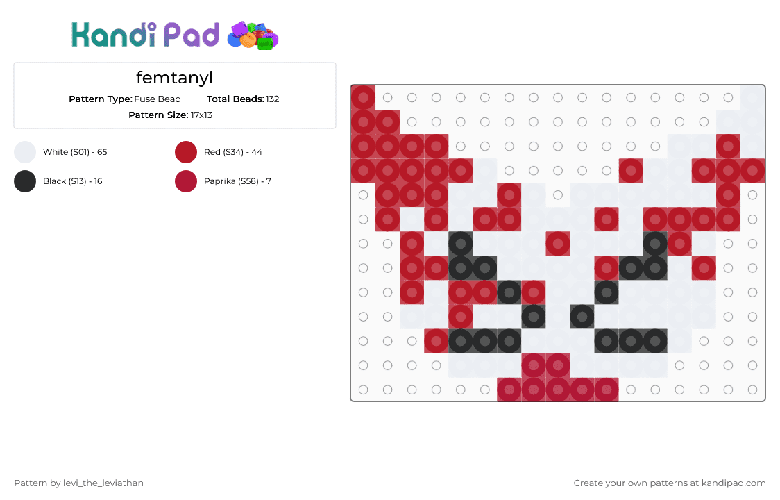 femtanyl - Fuse Bead Pattern by levi_the_leviathan on Kandi Pad - white,red,gore,music,femtanyl,blood,cat