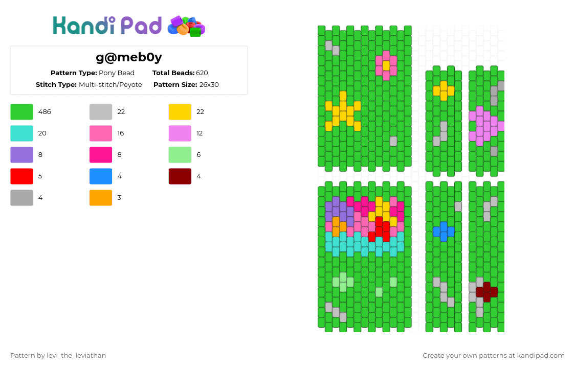 g@meb0y - Pony Bead Pattern by levi_the_leviathan on Kandi Pad - green