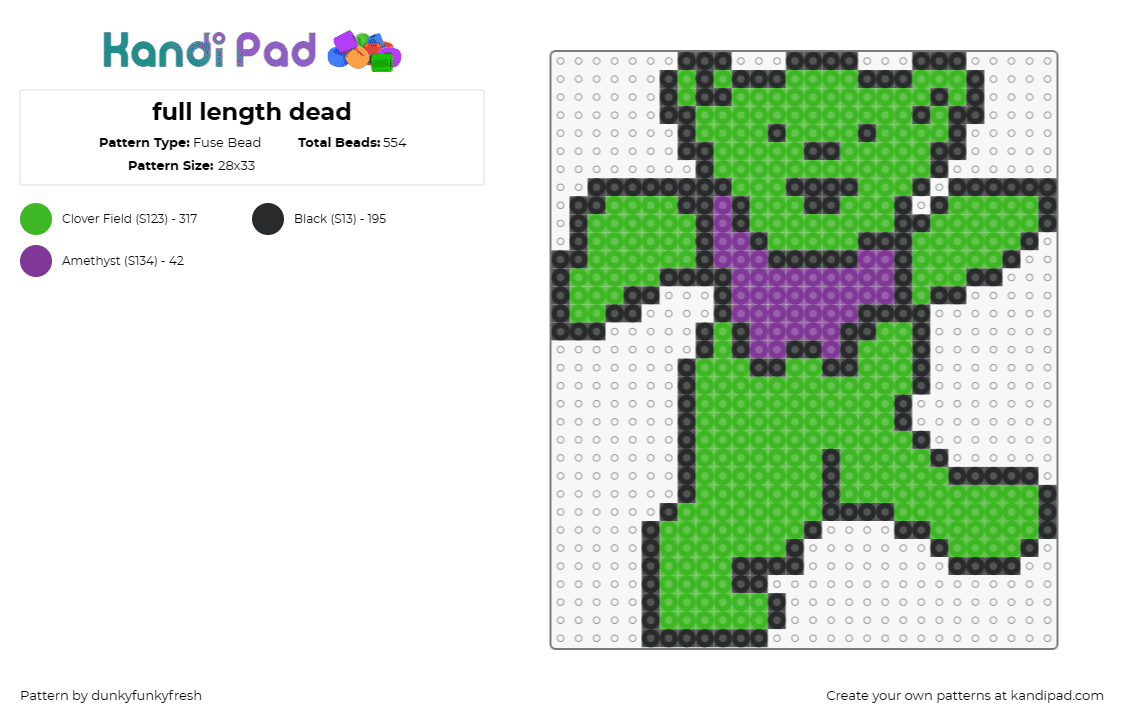 full length dead - Fuse Bead Pattern by dunkyfunkyfresh on Kandi Pad - grateful dead,bear,teddy,dancing,band,music,character,green,purple