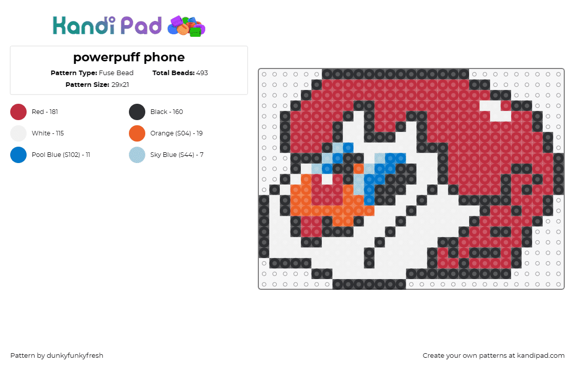 powerpuff phone - Fuse Bead Pattern by dunkyfunkyfresh on Kandi Pad - telephone,powerpuff girls,cartoon,tv show,nostalgia,hotline,retro,communication,