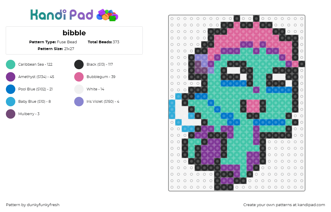 bibble - Fuse Bead Pattern by dunkyfunkyfresh on Kandi Pad - bibble,barbie,fairy,magical,whimsical,enchanting,genre,character,turquiose,pink