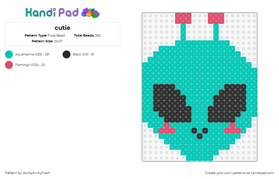 cutie - Fuse Bead Pattern by dunkyfunkyfresh on Kandi Pad - alien,cute,space,extraterrestrial,cosmos,creations,adorable,turquoise