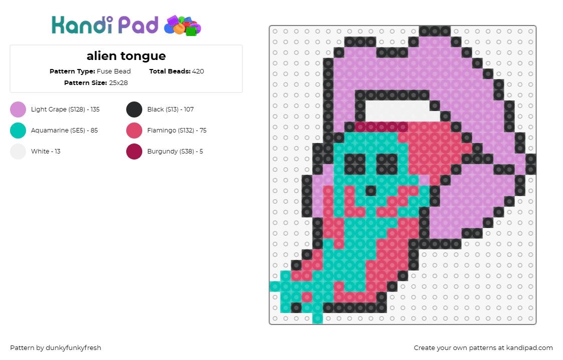 Alien tongue Fuse Bead Pattern - Kandi Pad | Kandi Patterns, Fuse Bead ...