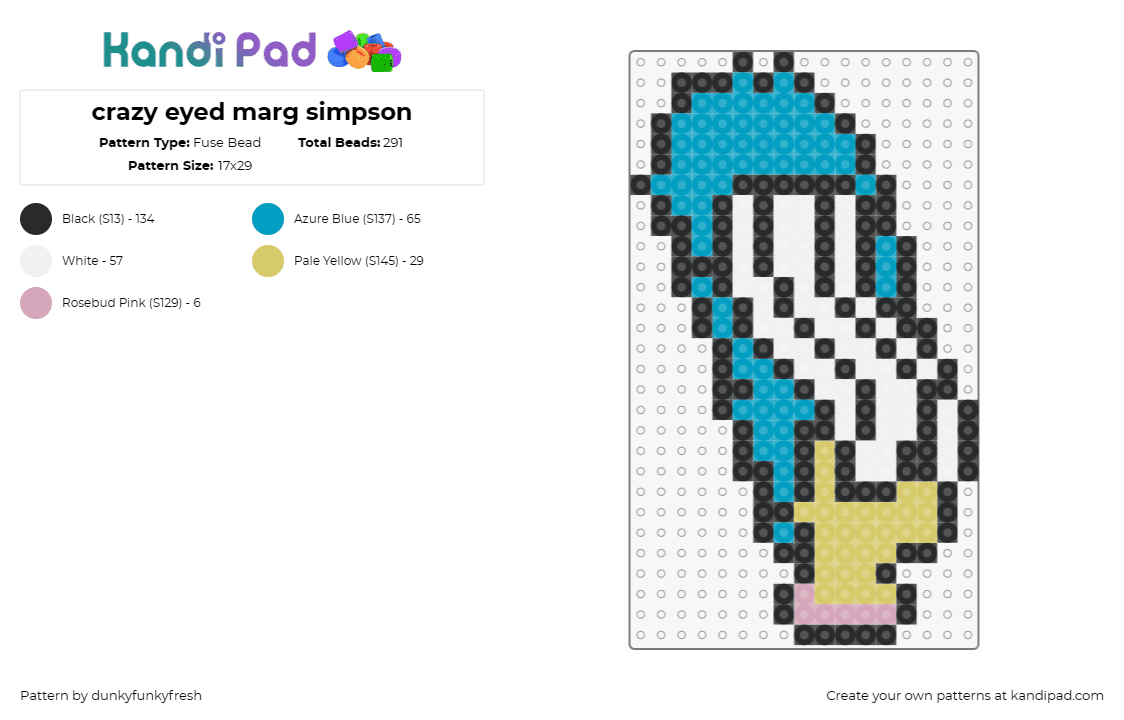 crazy eyed marg simpson - Fuse Bead Pattern by dunkyfunkyfresh on Kandi Pad - marge simpson,eyes,crazy,tv show,simpsons,character,quirky,personality,blue,yell