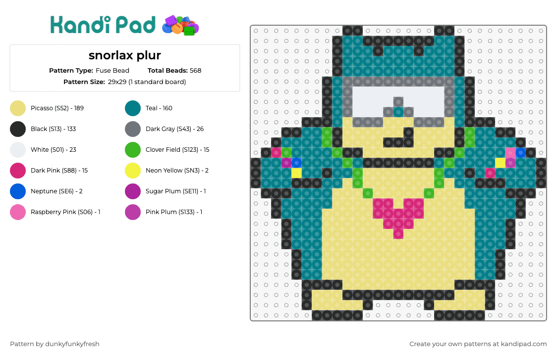 snorlax plur - Fuse Bead Pattern by dunkyfunkyfresh on Kandi Pad - plur,snorlax,pokemon,rave,peace,love,unity,respect,music,relaxed,vibrant,teal,yellow