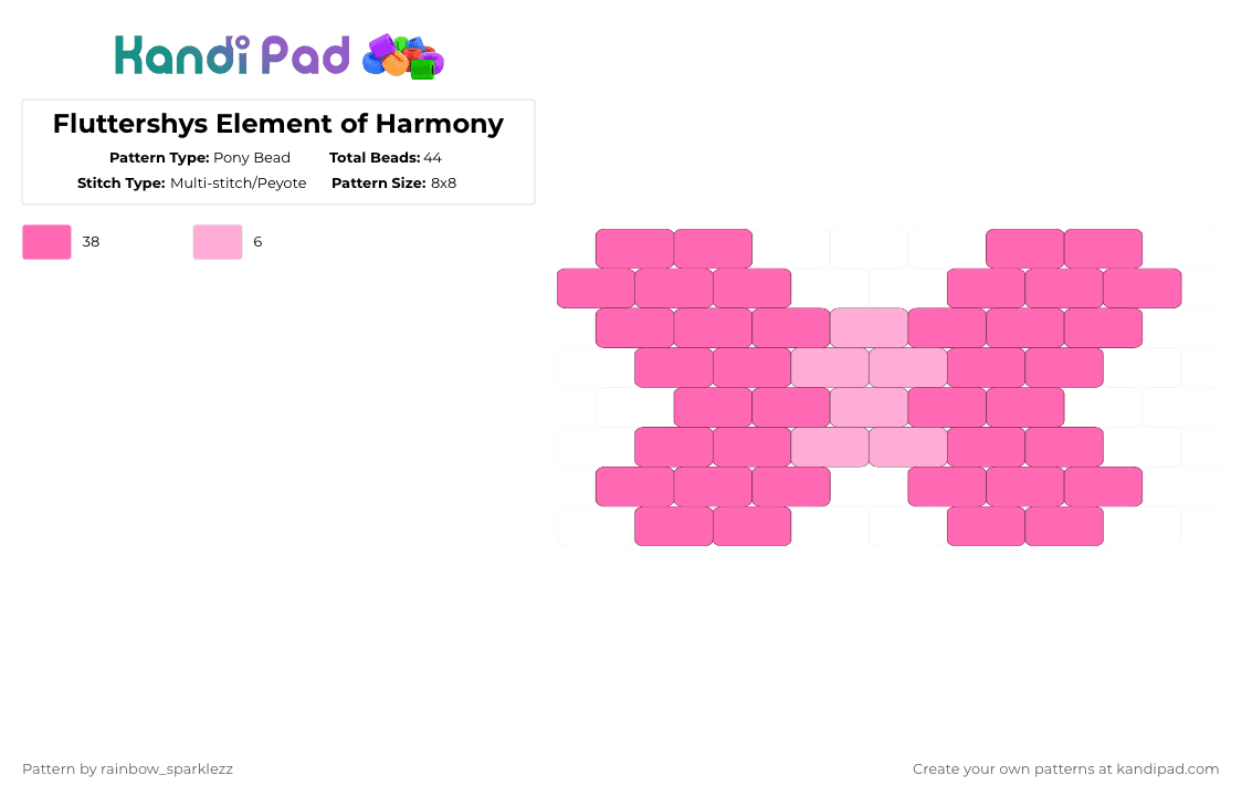 Fluttershys Element of Harmony - Pony Bead Pattern by rainbow_sparklezz on Kandi Pad - elements of harmony, fluttershy, my little pony, pink