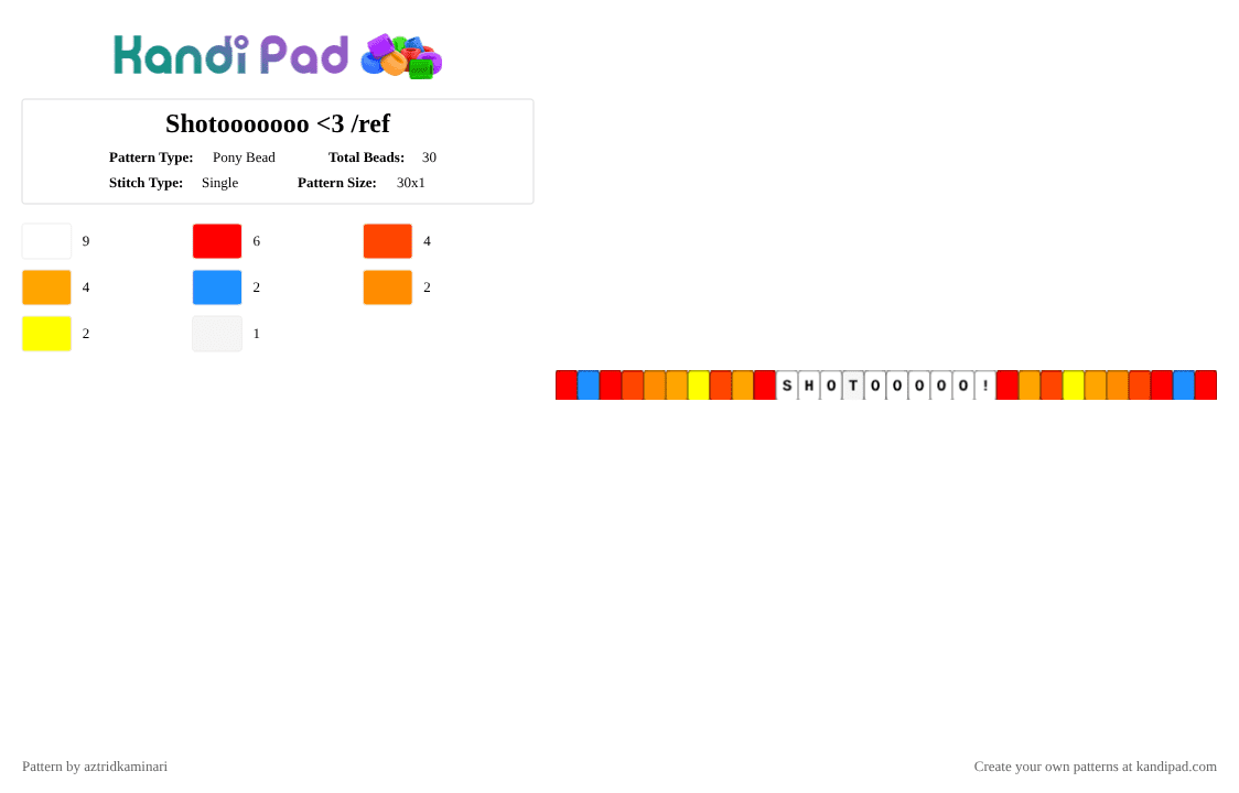 Shotooooooo - Pony Bead Pattern by aztrid-bakugo on Kandi Pad - red,orange