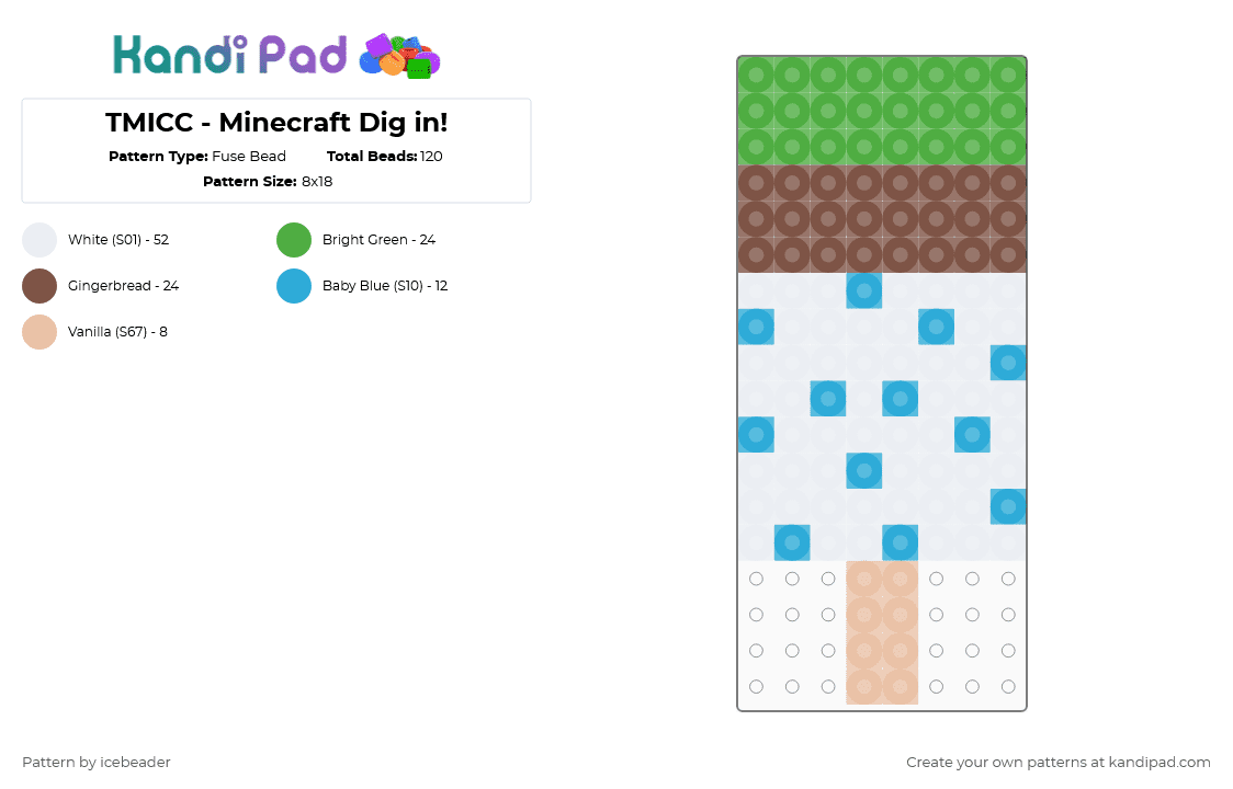 Dig3 Pattern TMICC - Minecraft Dig in! Fuse Bead Pattern - Kandi Pad | Kandi ...