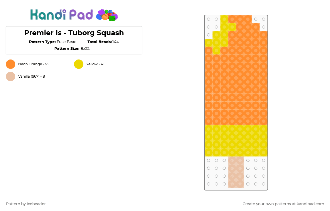 Premier Is - Tuborg Squash - Fuse Bead Pattern by icebeader on Kandi Pad - orange