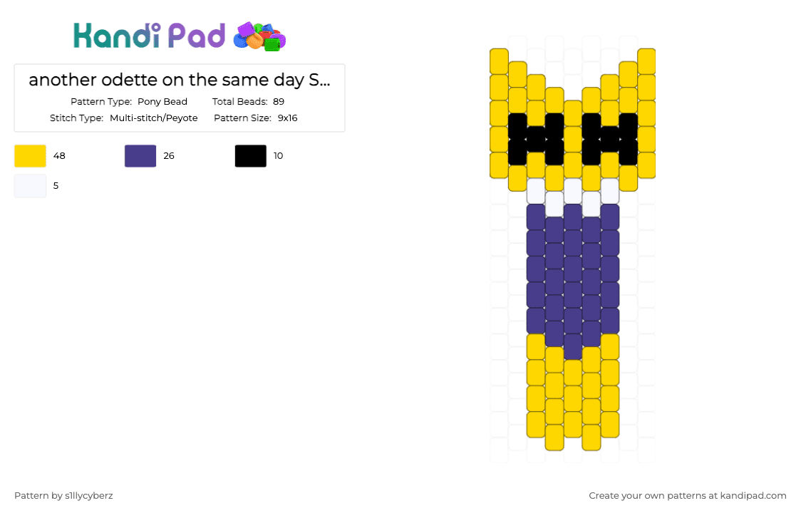 another odette on the same day STOMACH BOOK - Pony Bead Pattern by s1llycyberz on Kandi Pad - purple, yellow