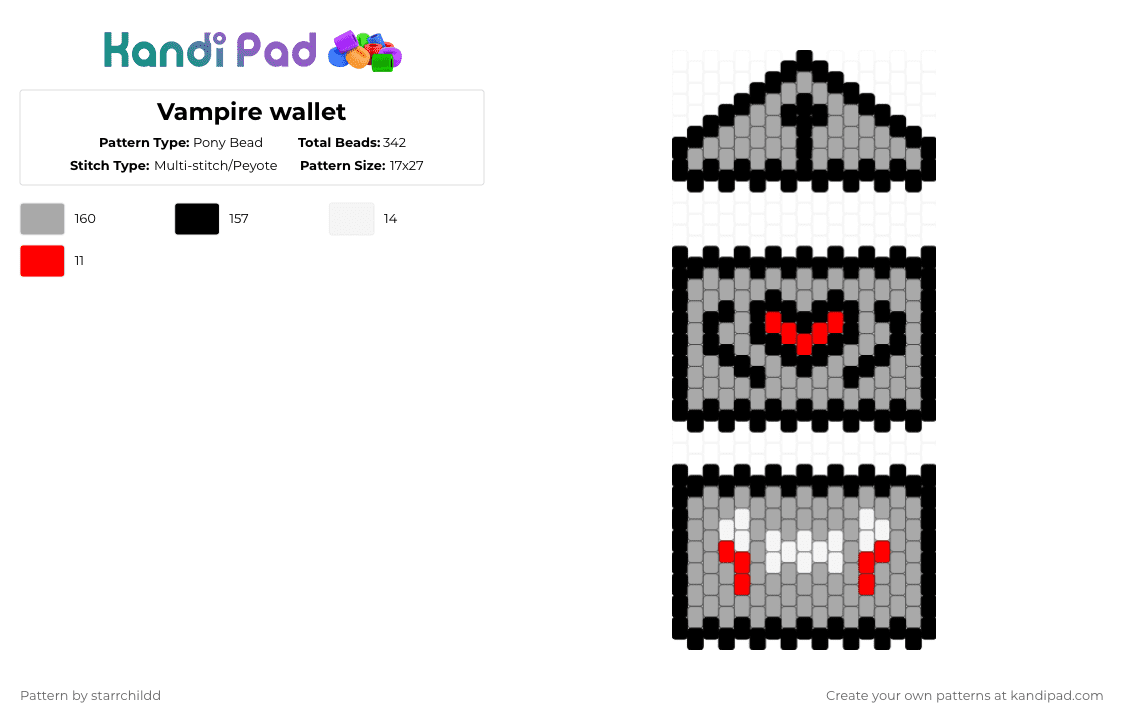 Vampire wallet - Pony Bead Pattern by starrchildd on Kandi Pad - beige