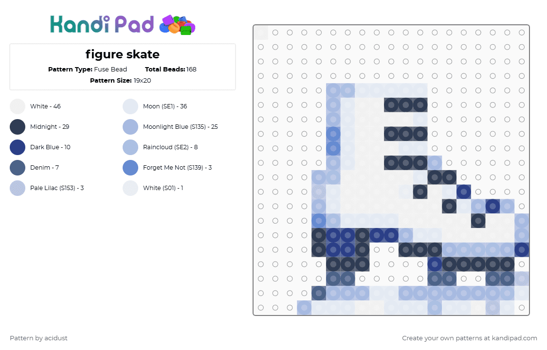 figure skate - Fuse Bead Pattern by acidust on Kandi Pad - white,light blue,purple,blue
