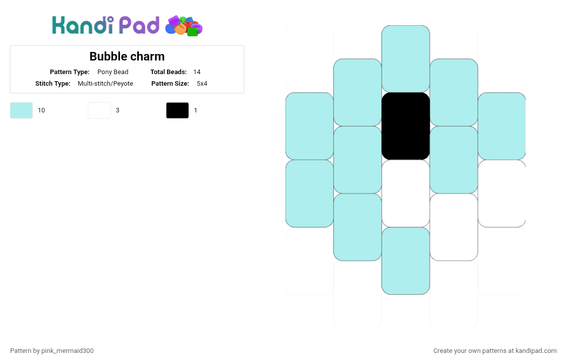 Bubble charm - Pony Bead Pattern by pink_mermaid300 on Kandi Pad - light blue,bubble,tadc,digital circus,charm,bubble charm,idk,bleh