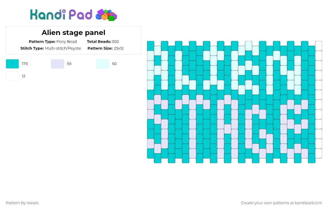 Alien stage panel - Pony Bead Pattern by reeses on Kandi Pad - white,light blue