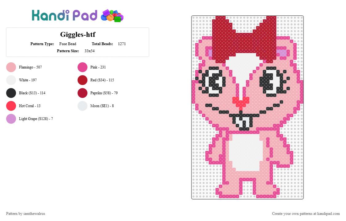 Giggles - Fuse Bead Pattern by iamthewalrus on Kandi Pad - beige,htf,happy tree friends