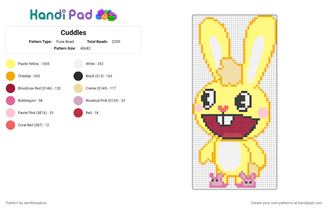 Cuddles - Fuse Bead Pattern by iamthewalrus on Kandi Pad - orange,yellow,htf,happy tree friends