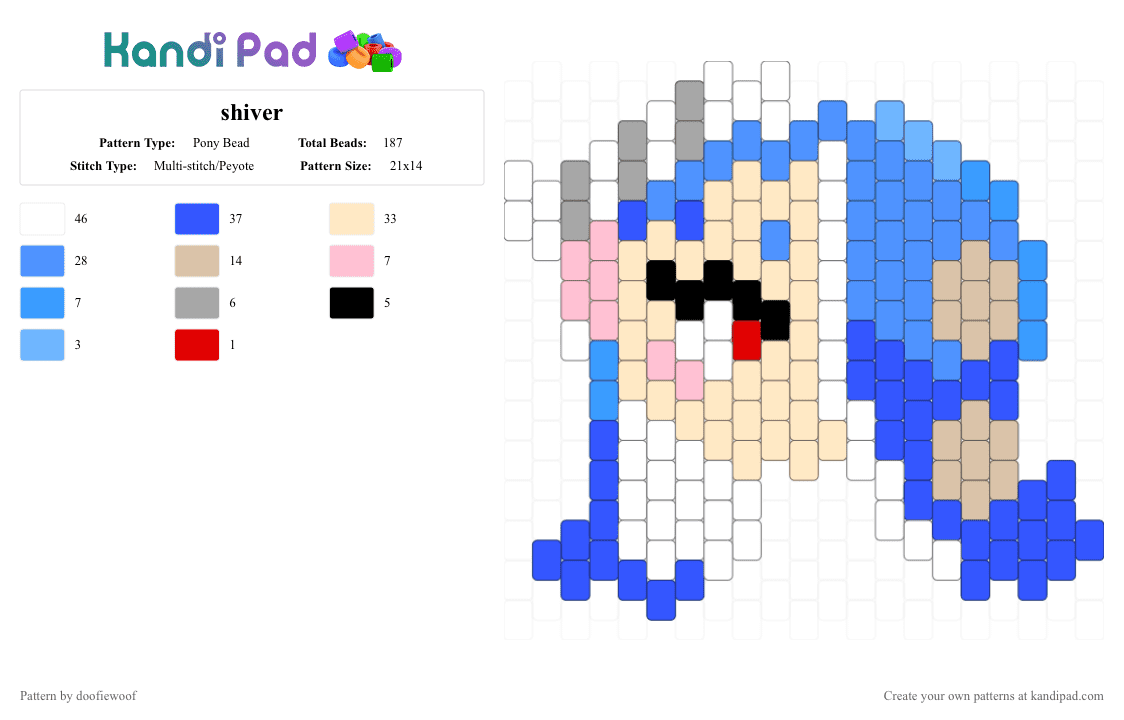 shiver - Pony Bead Pattern by doofiewoof on Kandi Pad - beige, blue, light blue, shiver splatoon, splatoon