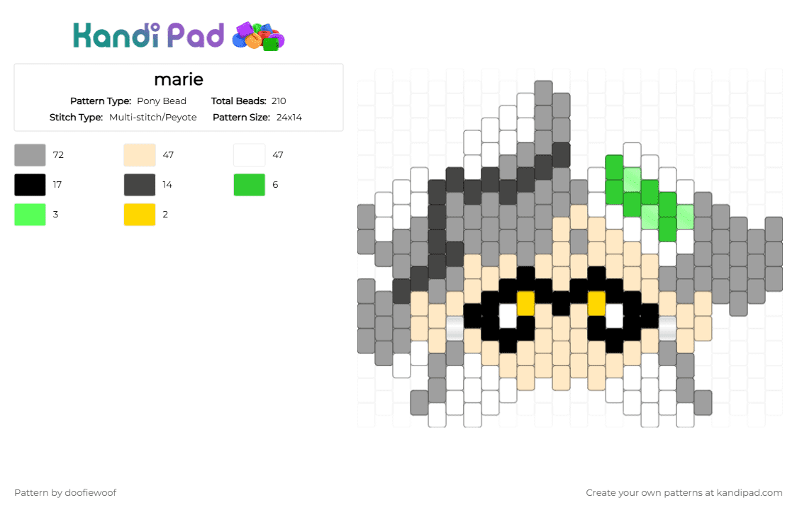 marie - Pony Bead Pattern by doofiewoof on Kandi Pad - beige,gray,marie splatoon,splatoon