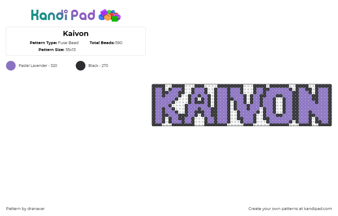 Kaivon - Fuse Bead Pattern by dranavar on Kandi Pad - kaivon,dj,music,edm,visual symphony,bold,stylized,auditory passion,purple