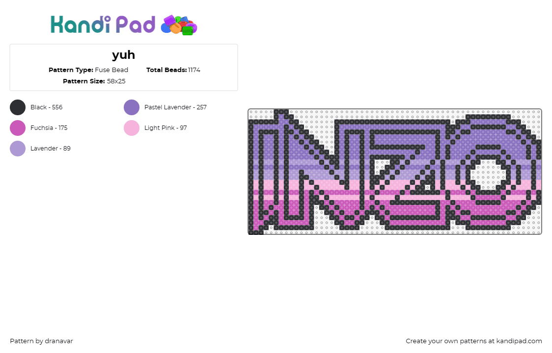 yuh - Fuse Bead Pattern by dranavar on Kandi Pad - inzo,dj,edm,music,gradient,vibrant,energy,bold,expression,beats,purple,pink