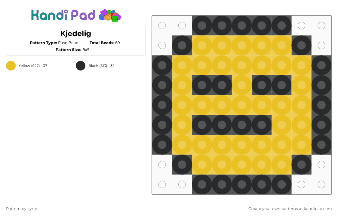 Kjedelig - Fuse Bead Pattern by kyrre on Kandi Pad - black,yellow