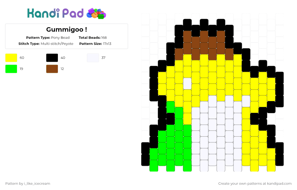 Gummigoo ! - Pony Bead Pattern by i_like_icecream on Kandi Pad - yellow