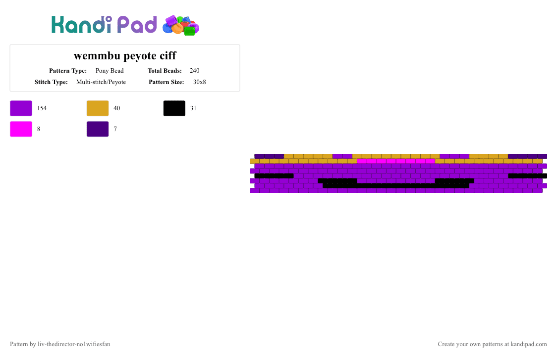 wemmbu peyote ciff - Pony Bead Pattern by liv-thedirector-no1wifiesfan on Kandi Pad - purple