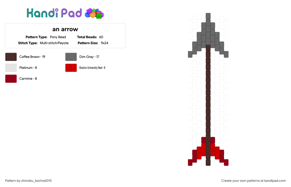 an arrow - Pony Bead Pattern by shinobu_kocho6015 on Kandi Pad - arrow, arrowhead, arrows, artemis, gray