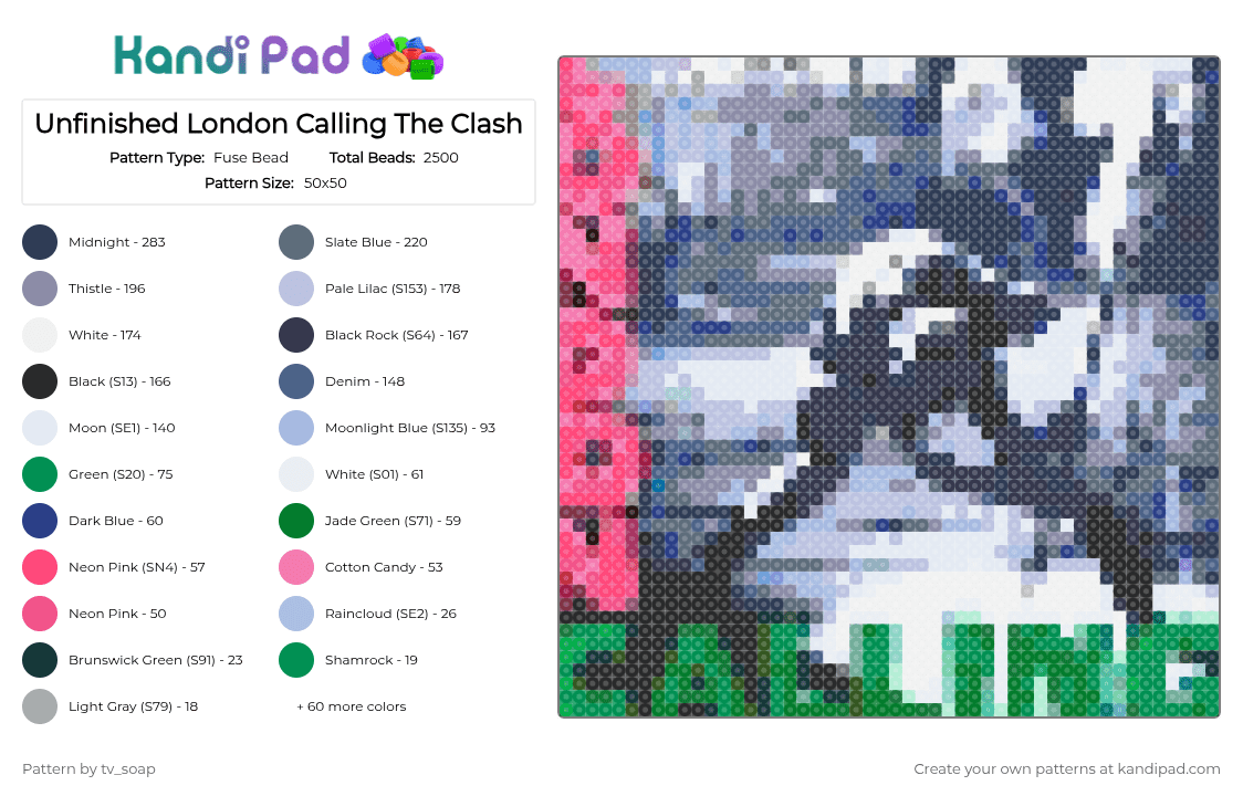 London Calling The Clash - Fuse Bead Pattern by tv_soap on Kandi Pad - punkmusic,music,theclash,londoncalling,smashingguitar