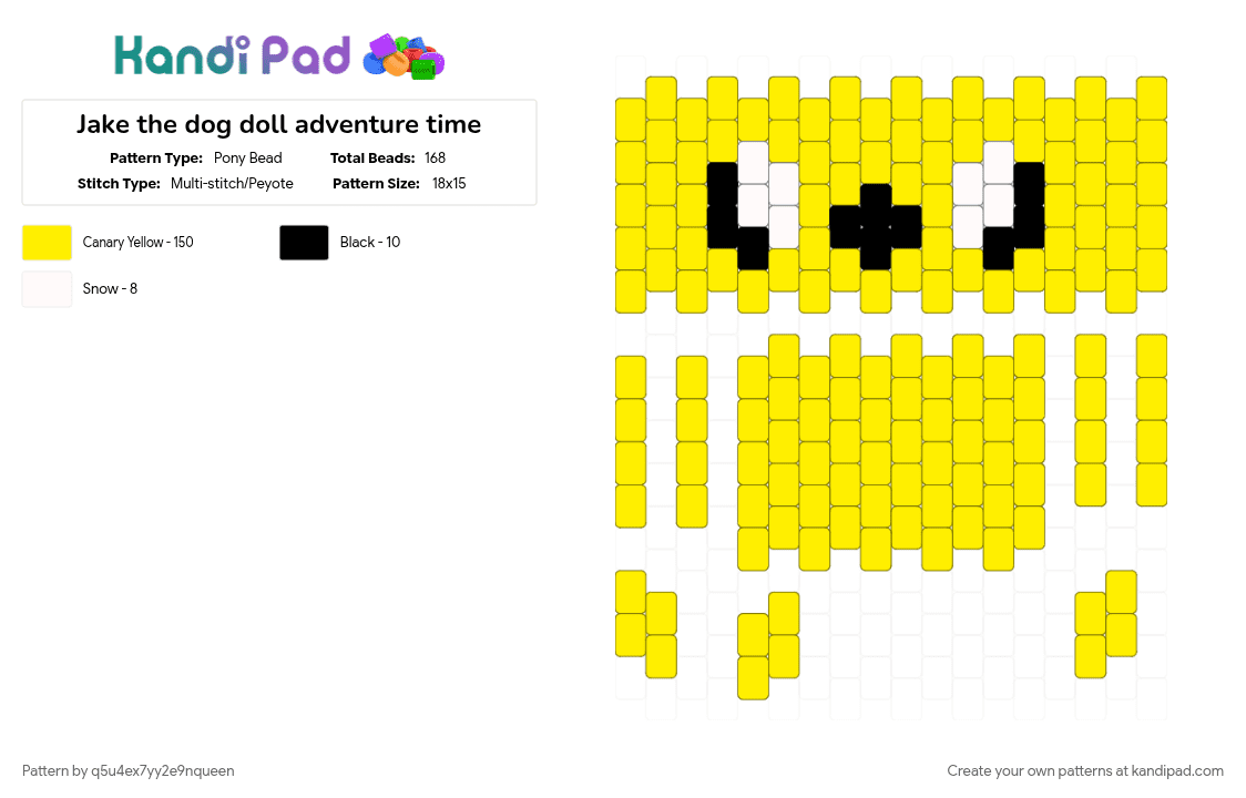 Jake the dog doll adventure time - Pony Bead Pattern by q5u4ex7yy2e9nqueen on Kandi Pad - adventure time, cartoon network, doll, jake the dog, yellow