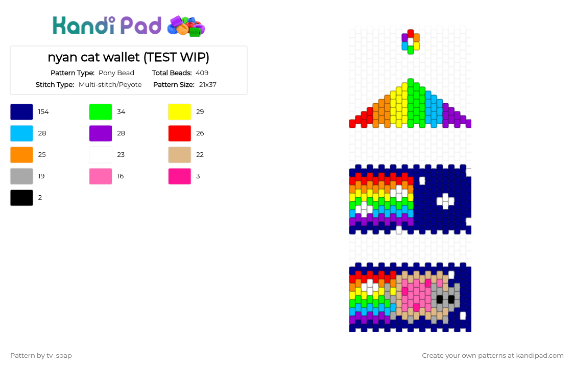 nyan cat wallet (TEST WIP) - Pony Bead Pattern by tv_soap on Kandi Pad - purple