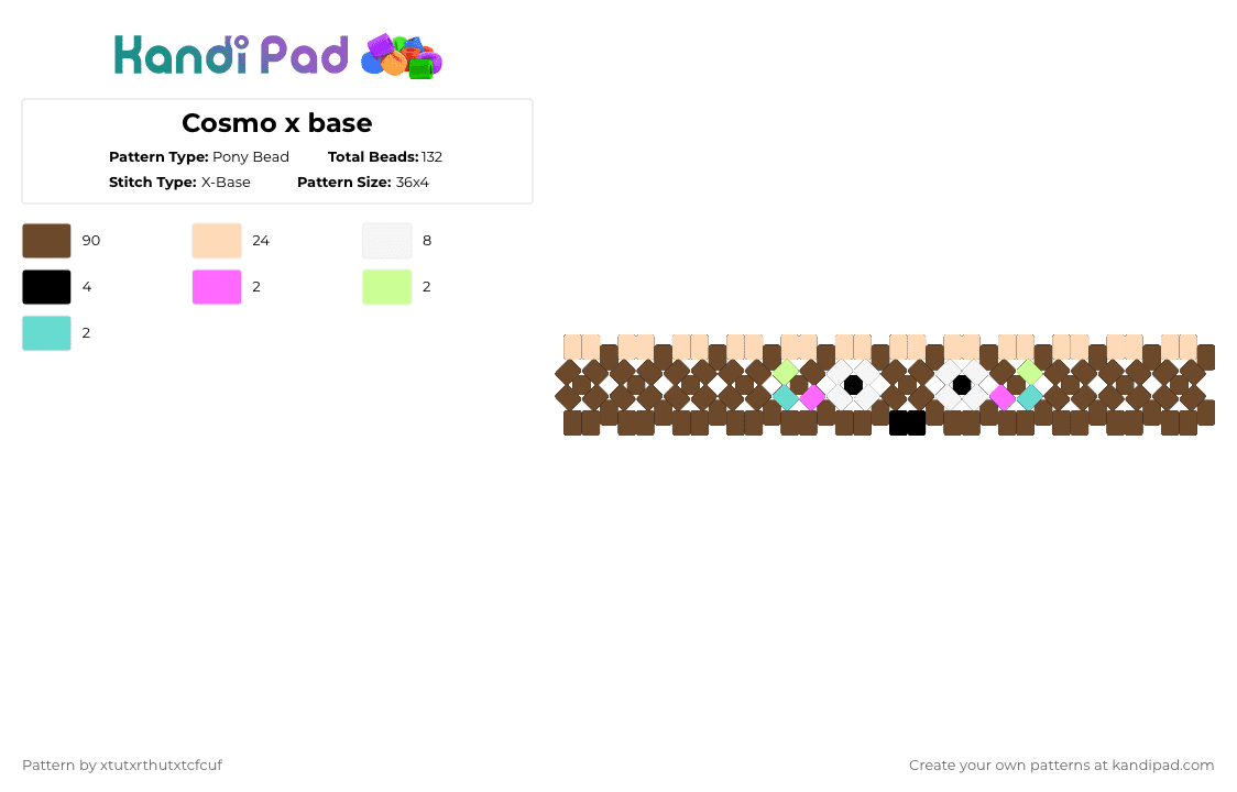 Cosmo x base - Pony Bead Pattern by xtutxrthutxtcfcuf on Kandi Pad - brown,beige