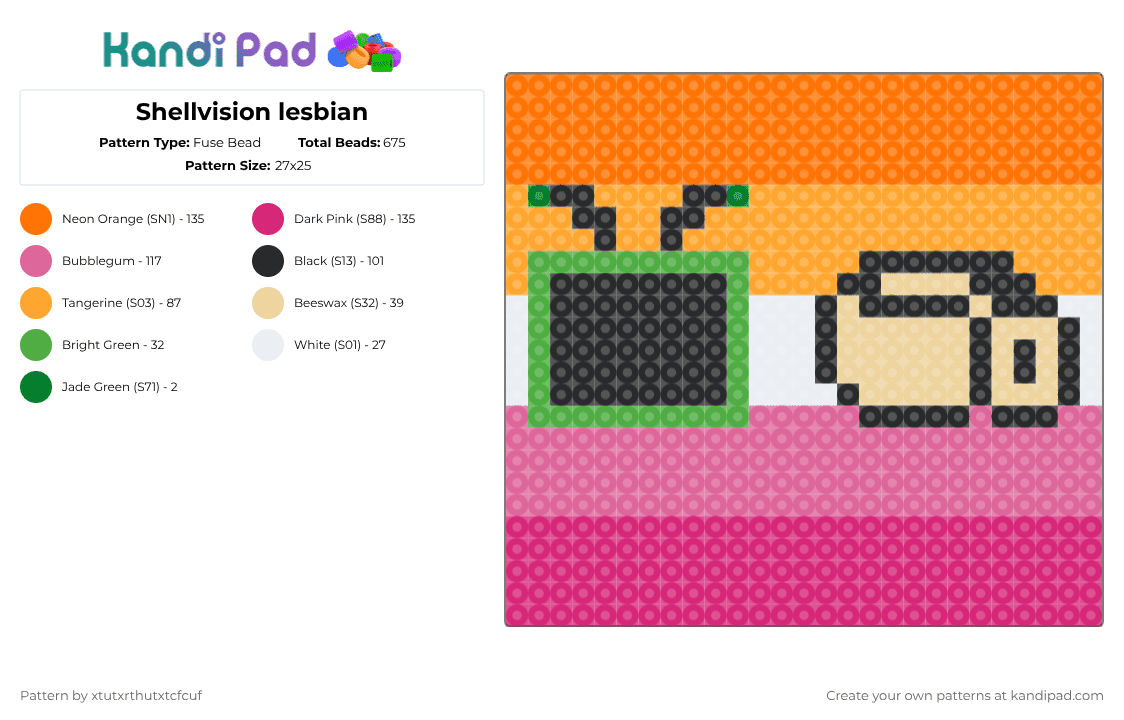 Shellvision lesbian - Fuse Bead Pattern by xtutxrthutxtcfcuf on Kandi Pad - orange,pink