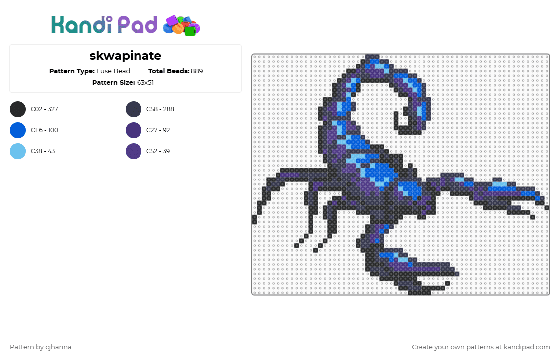 skwapinate - Fuse Bead Pattern by cjhanna on Kandi Pad - purple