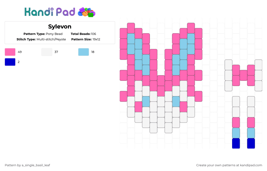 Sylveon - Pony Bead Pattern by a_single_basil_leaf on Kandi Pad - pink