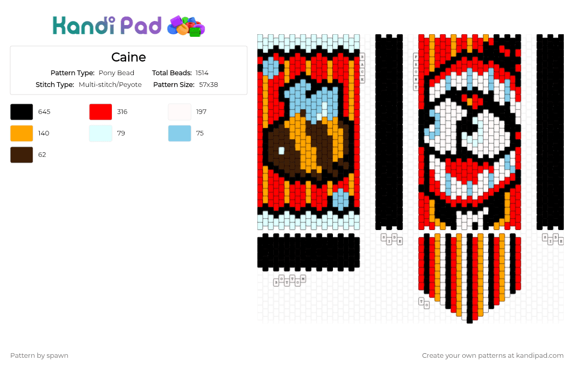 Caine - Pony Bead Pattern by spawn on Kandi Pad - red,orange