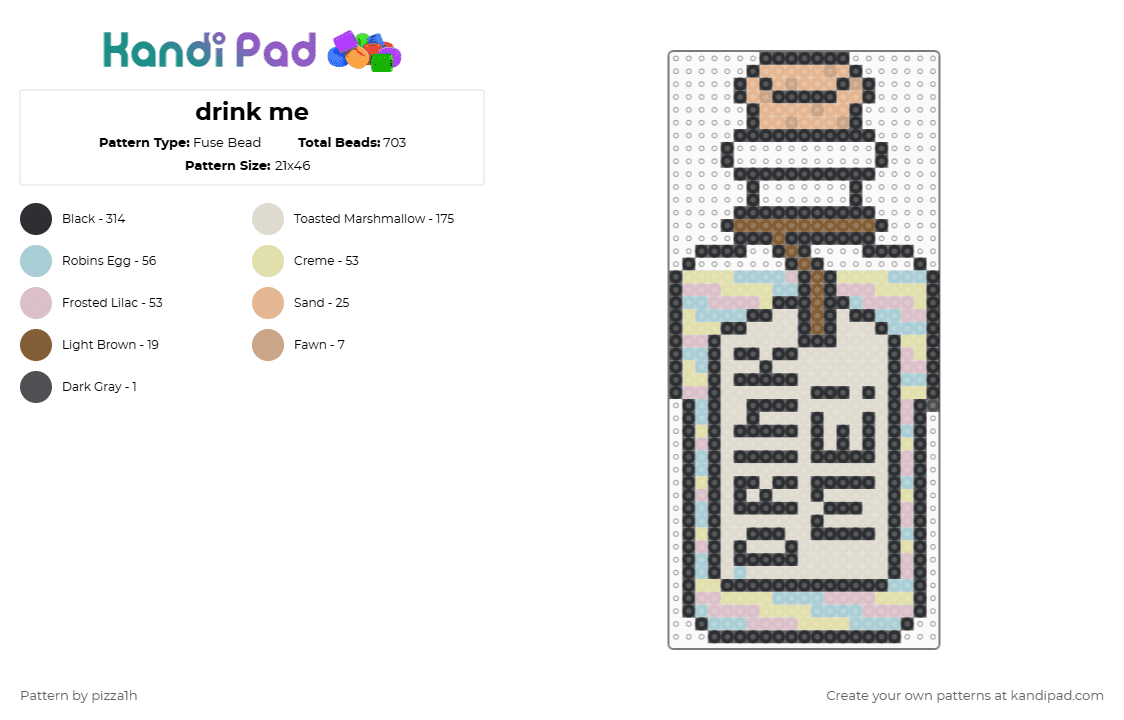 drink me - Fuse Bead Pattern by pizza1h on Kandi Pad - beige