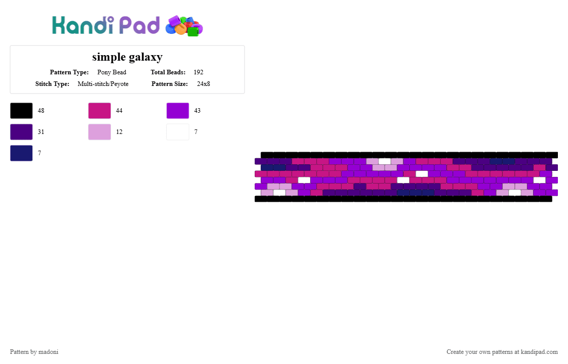 simple galaxy - Pony Bead Pattern by madoni on Kandi Pad - pink,purple,galaxy