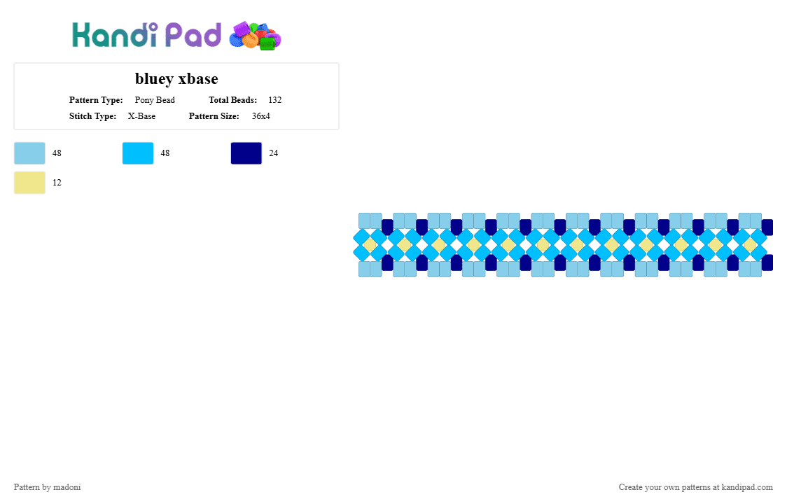 bluey xbase - Pony Bead Pattern by madoni on Kandi Pad - light blue,bluey,xbase,blue