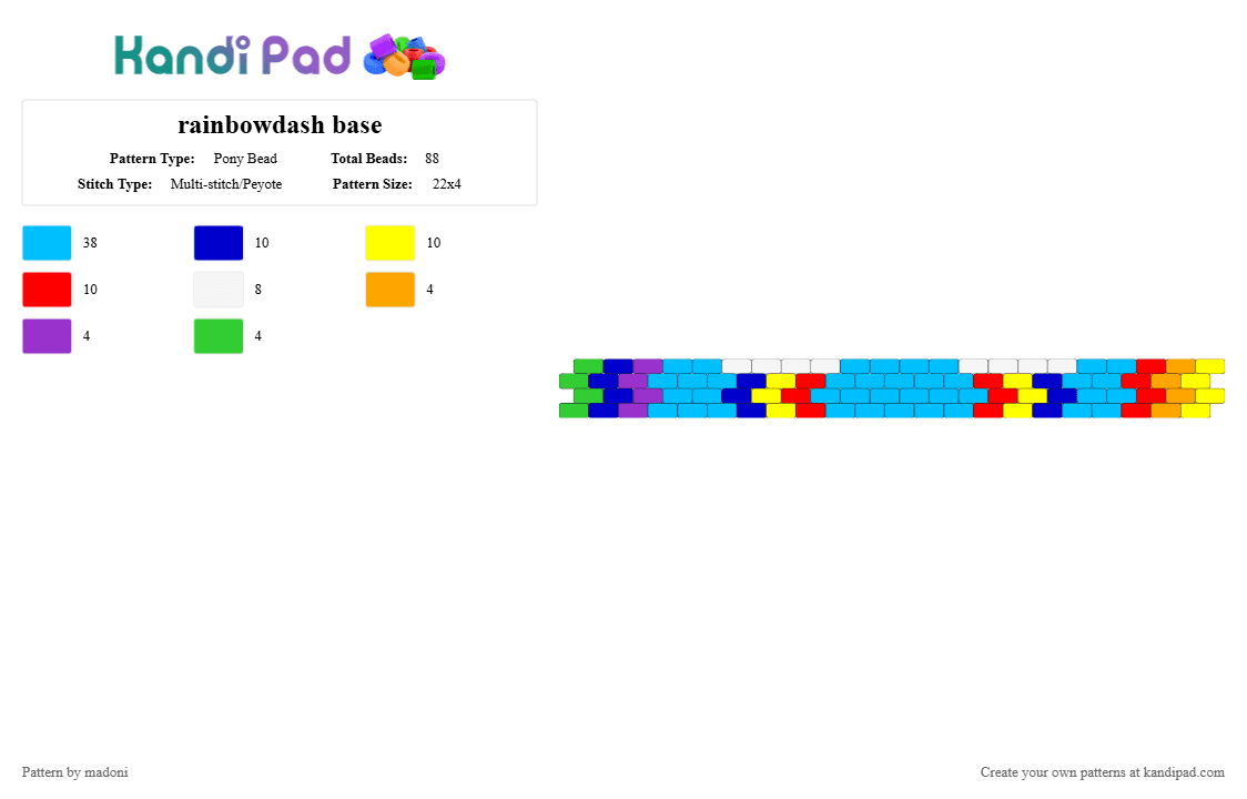 rainbowdash base - Pony Bead Pattern by madoni on Kandi Pad - fim, light blue, mlp, my little pony, purple, rainbow dash