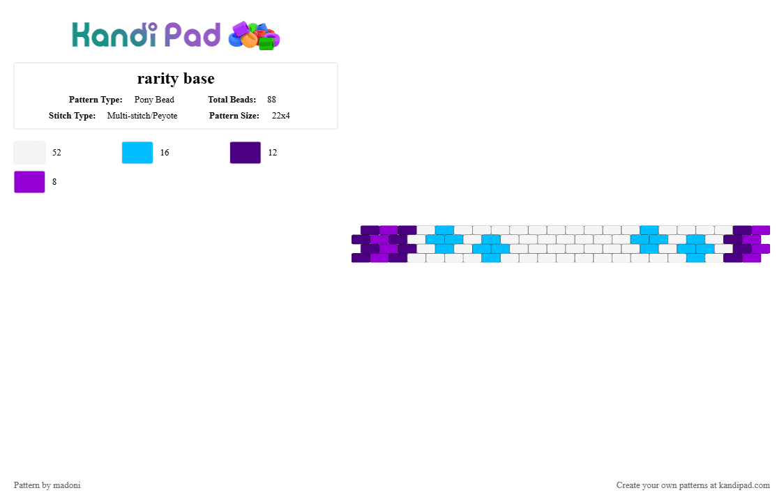 rarity base - Pony Bead Pattern by madoni on Kandi Pad - white,purple,light blue,rarity,mlp,fim,my little pony