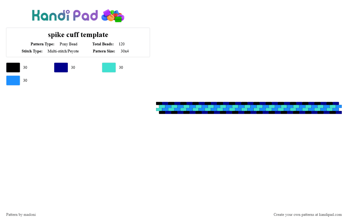 spike cuff template - Pony Bead Pattern by madoni on Kandi Pad - purple,light blue