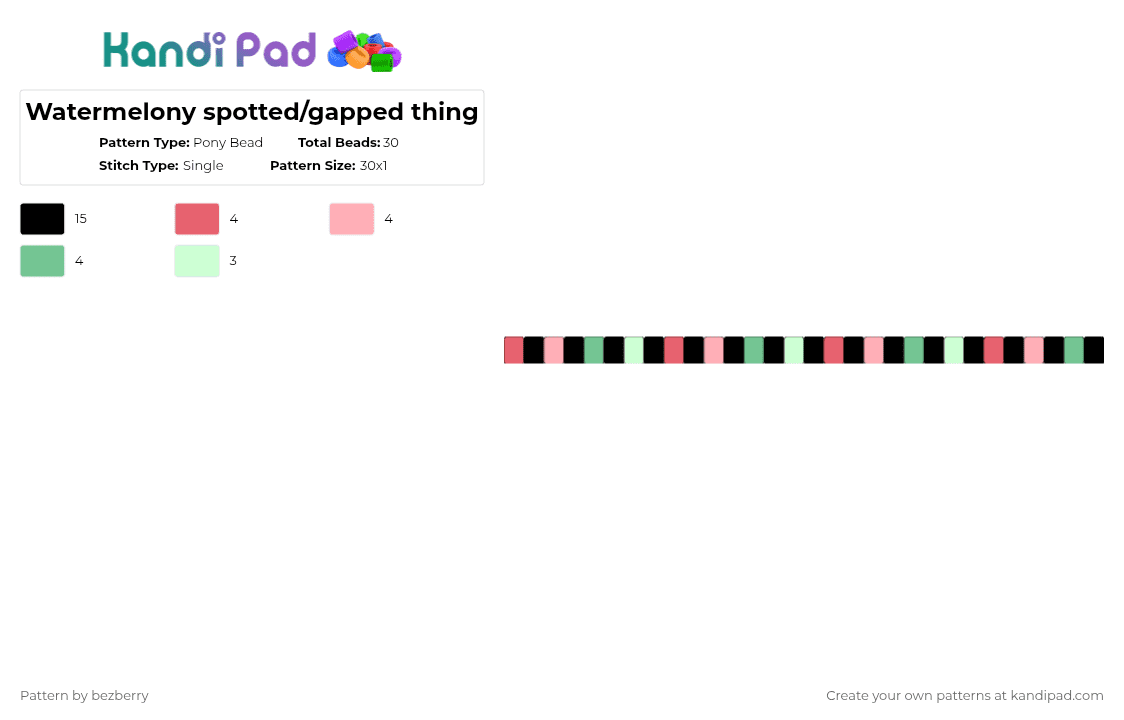 Watermelony spotted/gapped thing - Pony Bead Pattern by bezberry on Kandi Pad - teal
