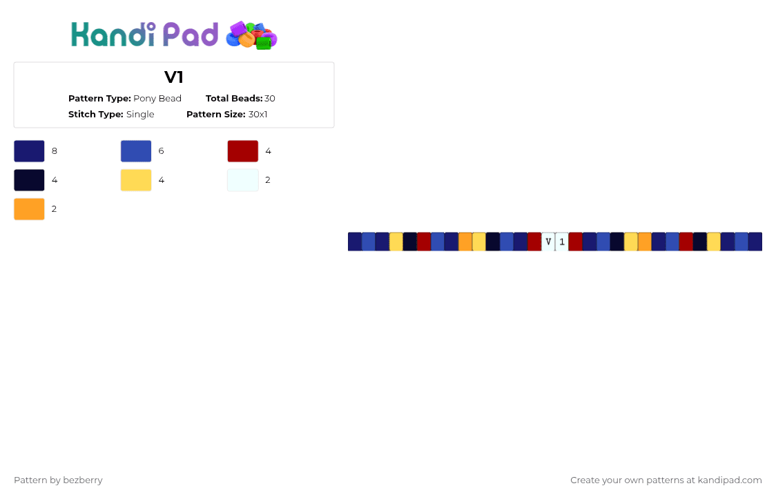 V1 Ultrakill - Pony Bead Pattern by bezberry on Kandi Pad - purple,blue,v1,ultrakill,single