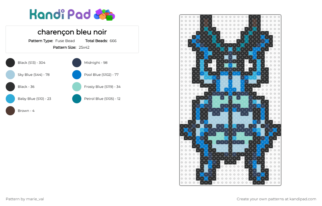 charençon bleu noir - Fuse Bead Pattern by marie_val on Kandi Pad - black,blue,purple,light blue