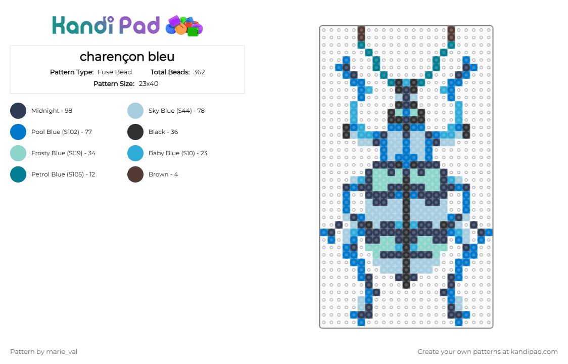 charençon bleu - Fuse Bead Pattern by marie_val on Kandi Pad - blue,purple,light blue