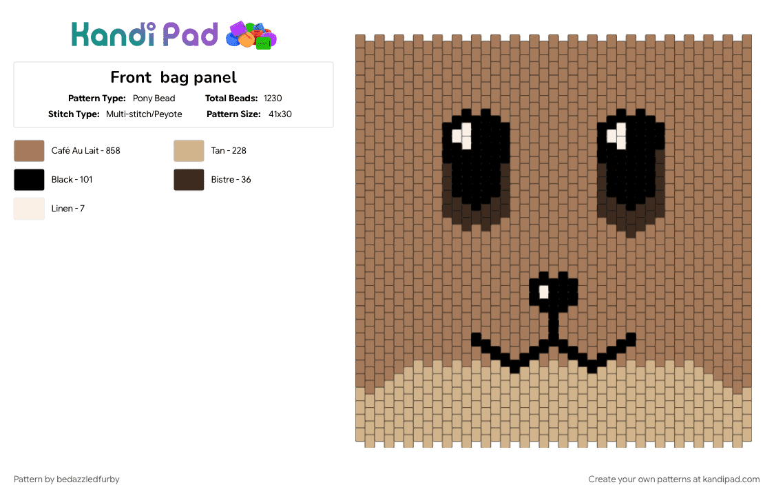 Front  bag panel - Pony Bead Pattern by bedazzledfurby on Kandi Pad - 
